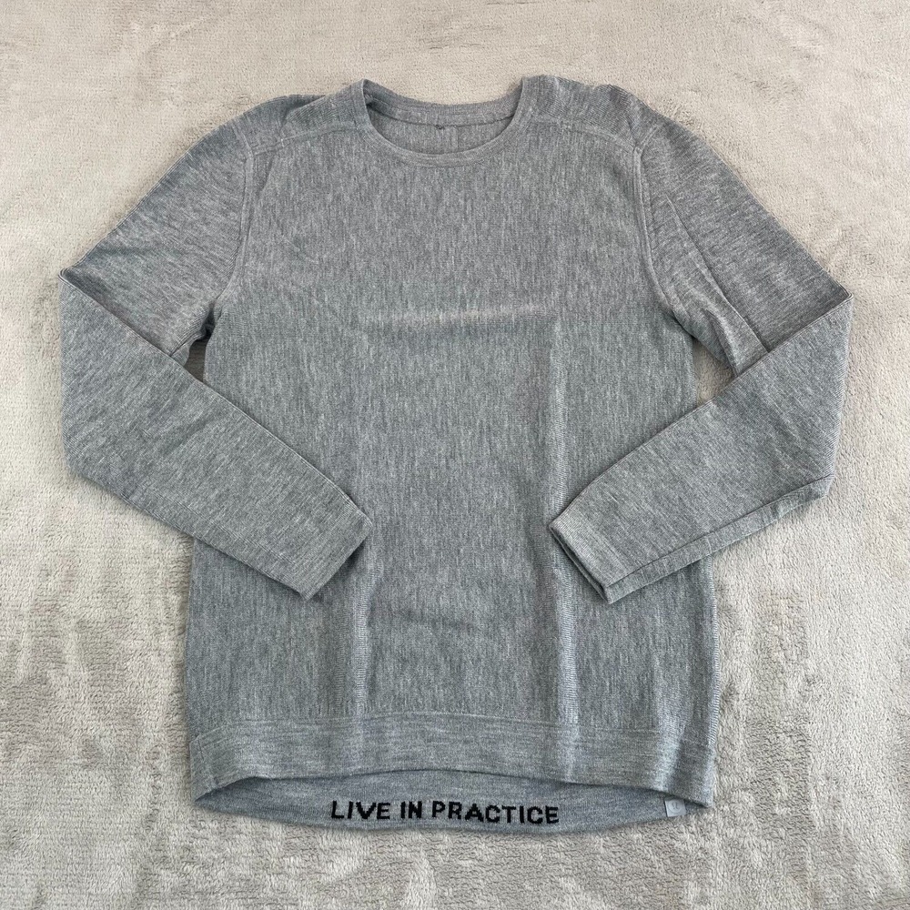 Lululemon Alpine Air Crew Sweater Men Small Gray Merino Wool Long Sleeve $148